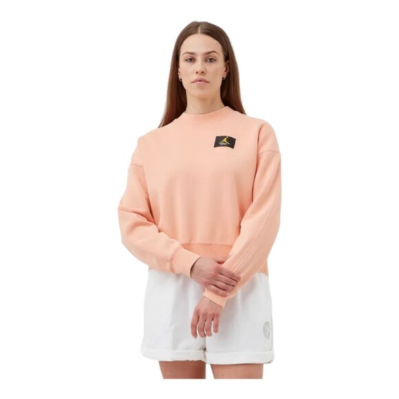 Nike Air Jordan Fleece Cropped Sweater CV7783-841 Apricot Women's Size Large - Picture 1 of 4